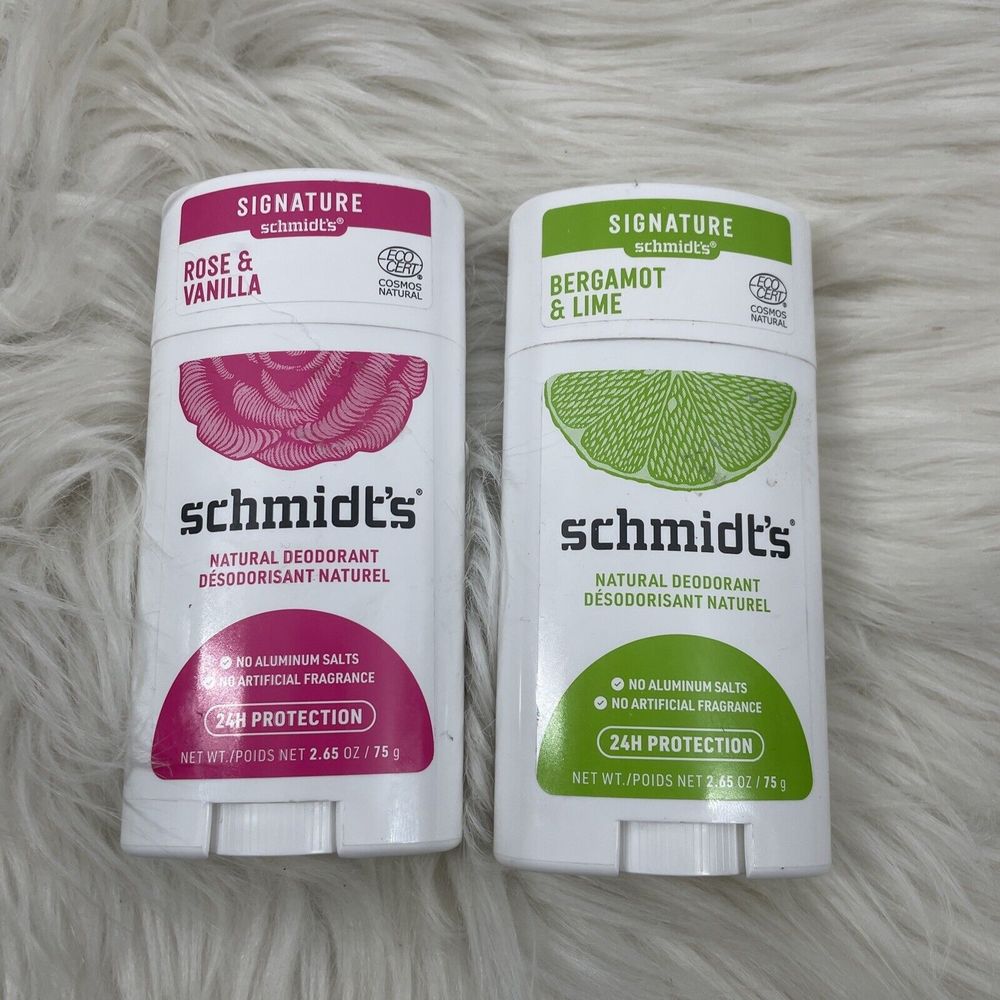 (2) Schmidt's Rose Vanilla Bergamot Lime Natural Deodorant Stick